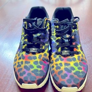 Adidas ZX Flux Torsion Rainbow Cheetah Print Woman Size 9.5 Running Shoe B24386